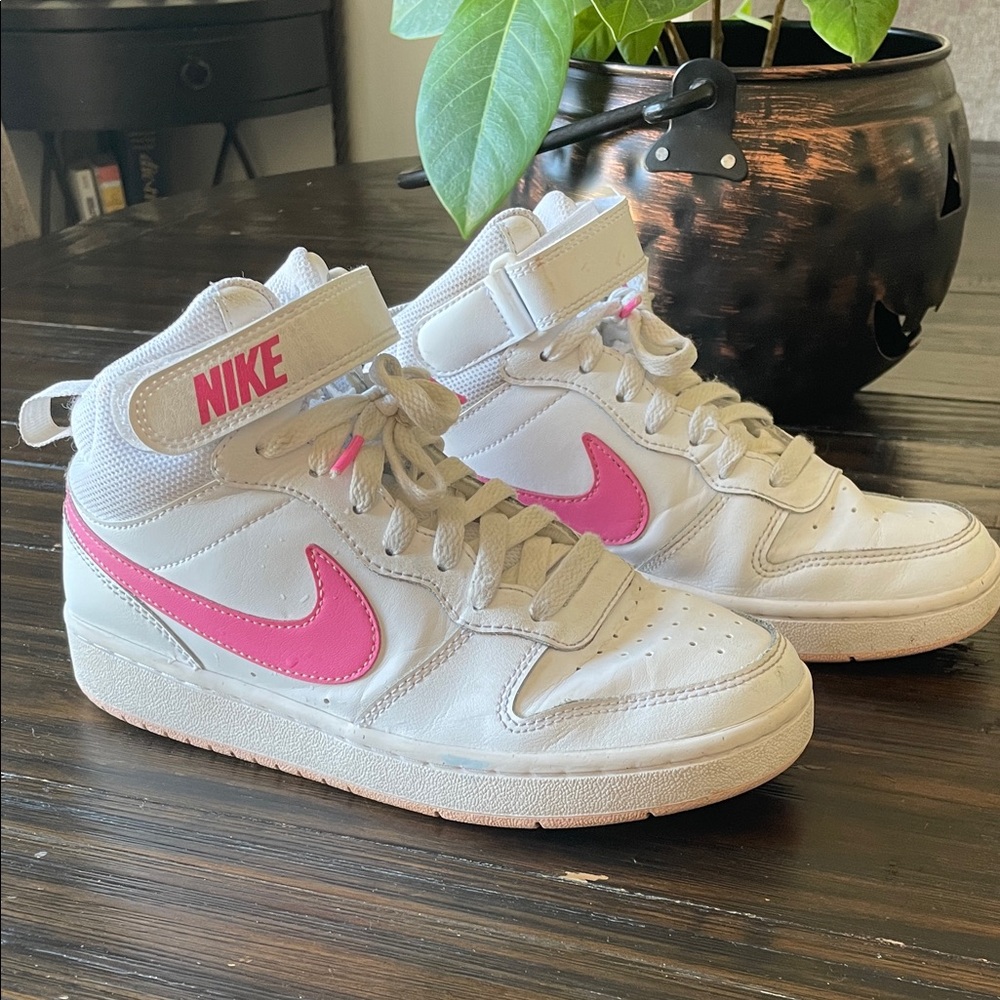 Nike Kids White and Pink High Tops